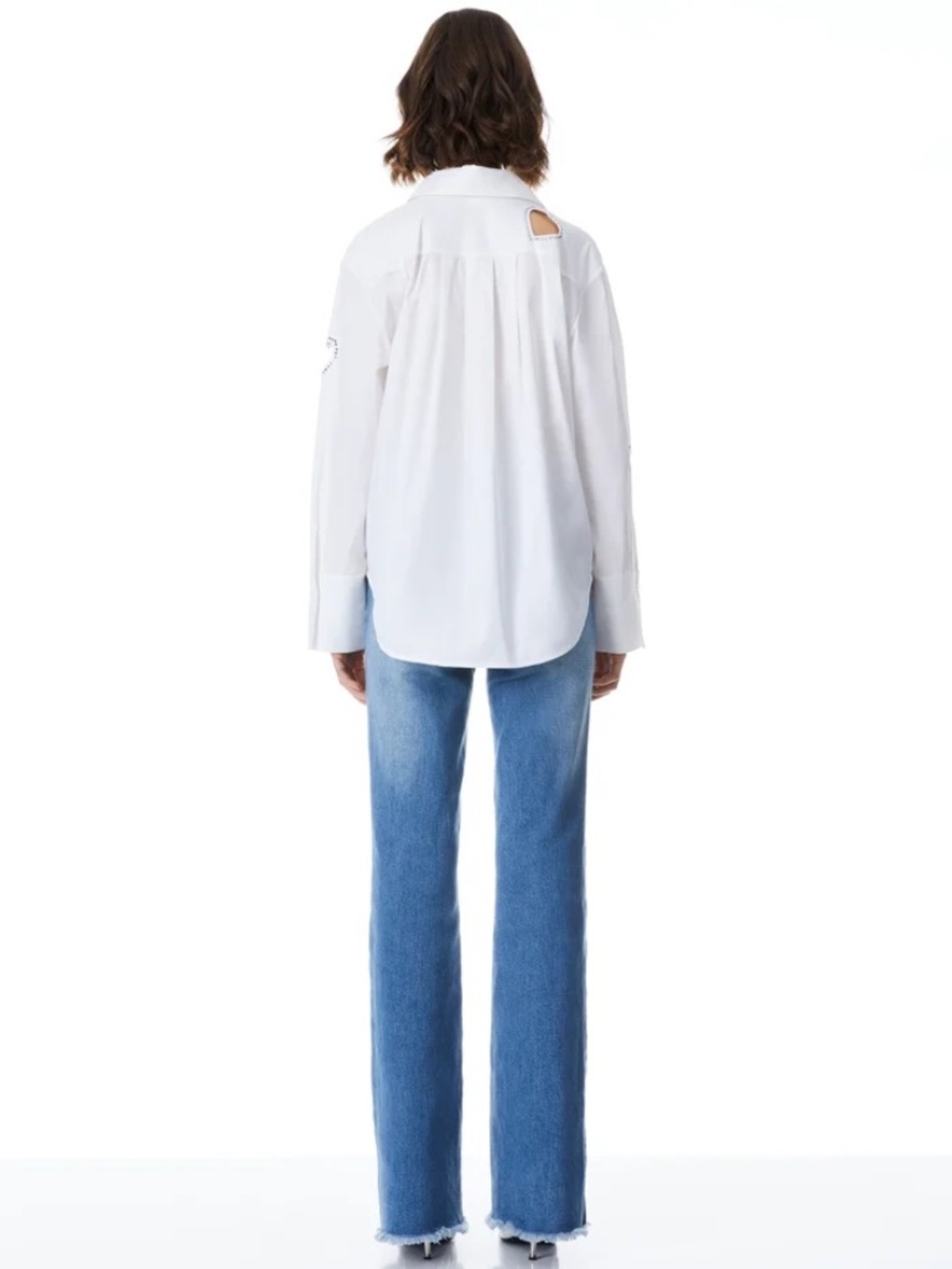 Alice + Olivia Finely Heart Embellished Cotton Shirt size M - Picture 4 of 13